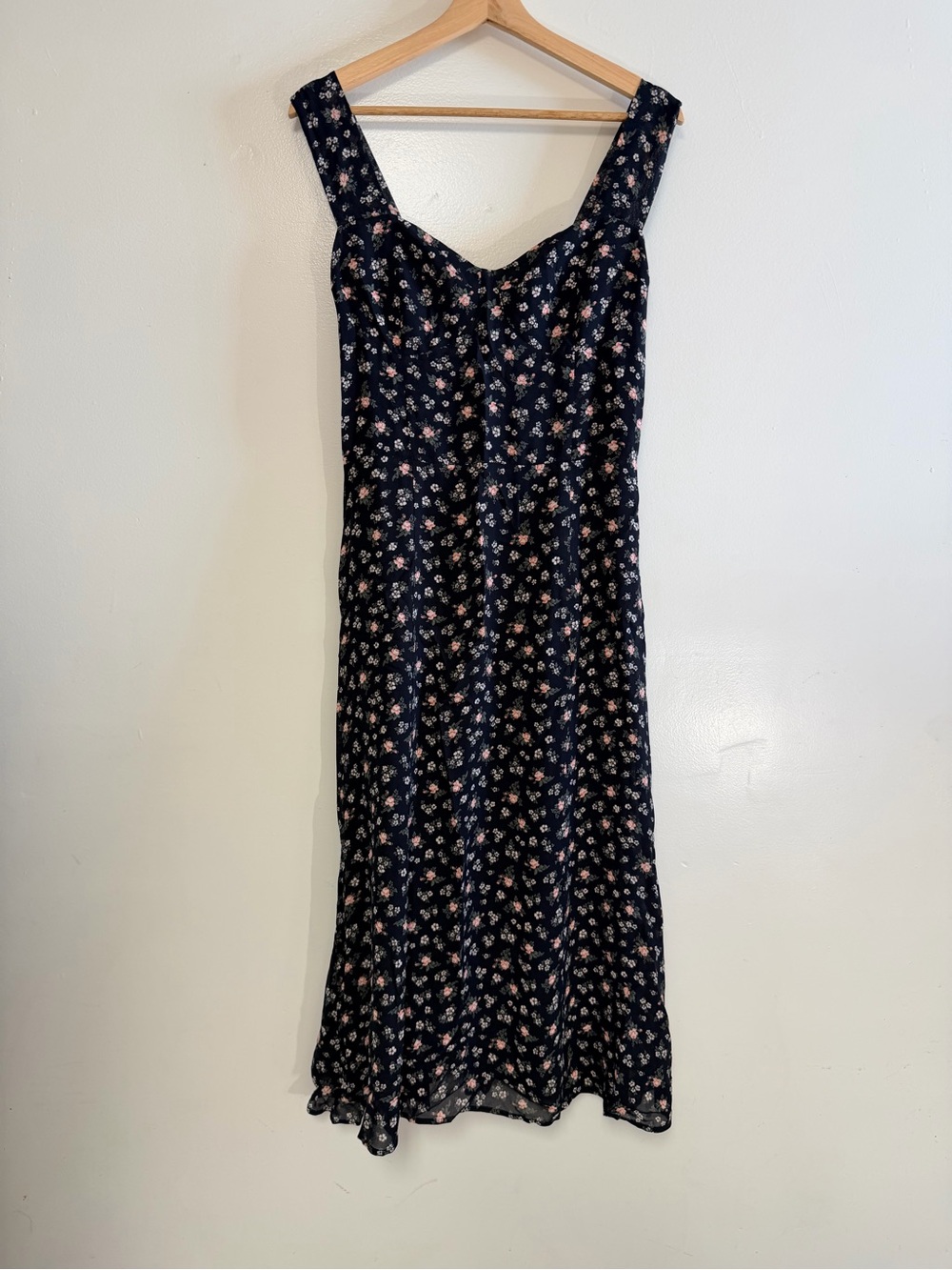 Reformation Black Pink Dainty Floral Sleeveless Midi Dress size 10